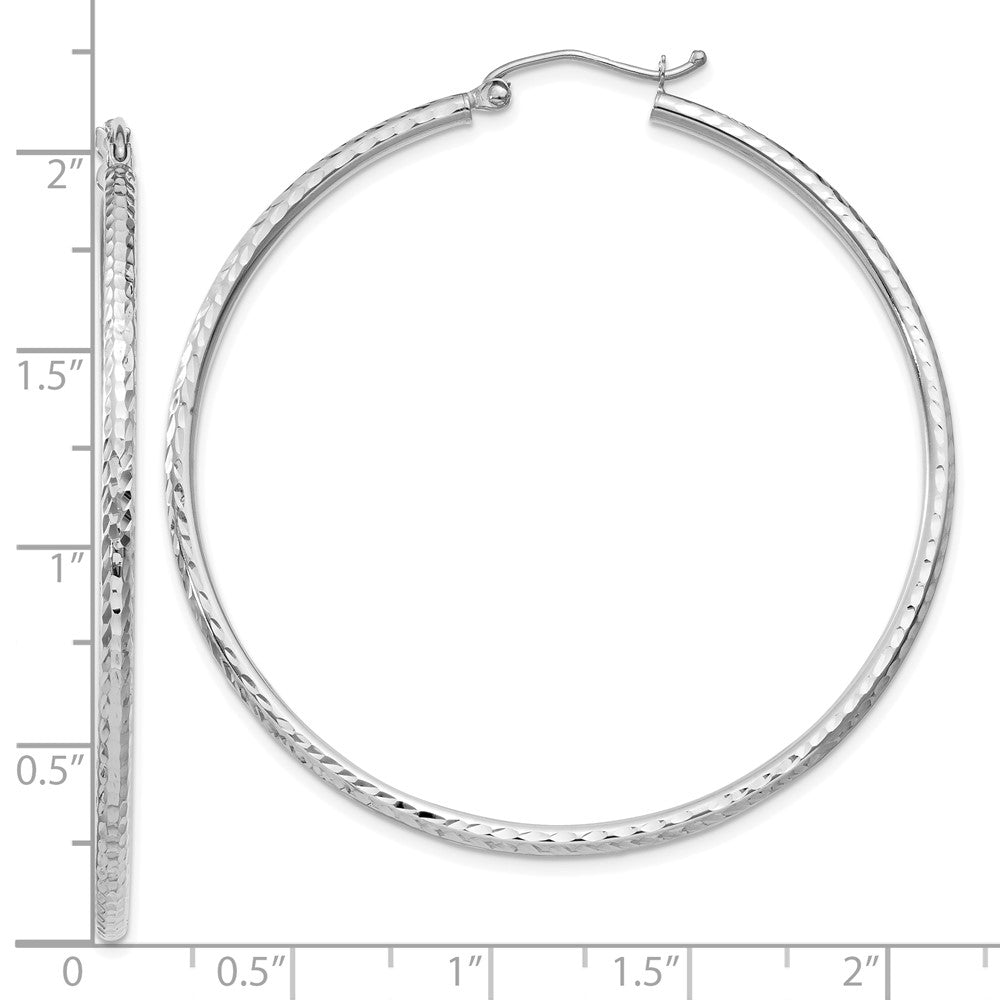 10K Weißgold Diamantiert 2mm Rund Röhre Creolen