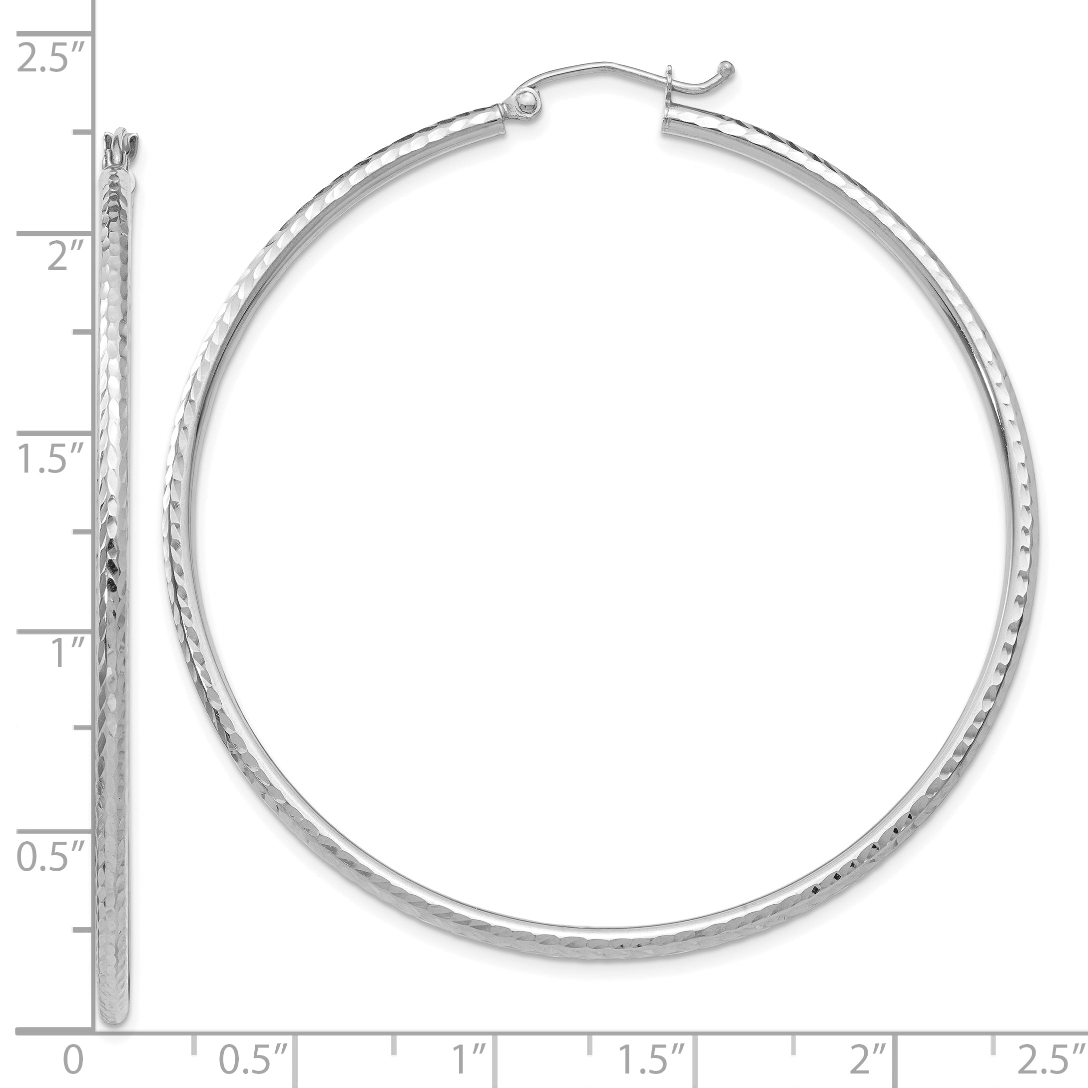 10K Weißgold Diamantiert 2mm Rund Röhre Creolen