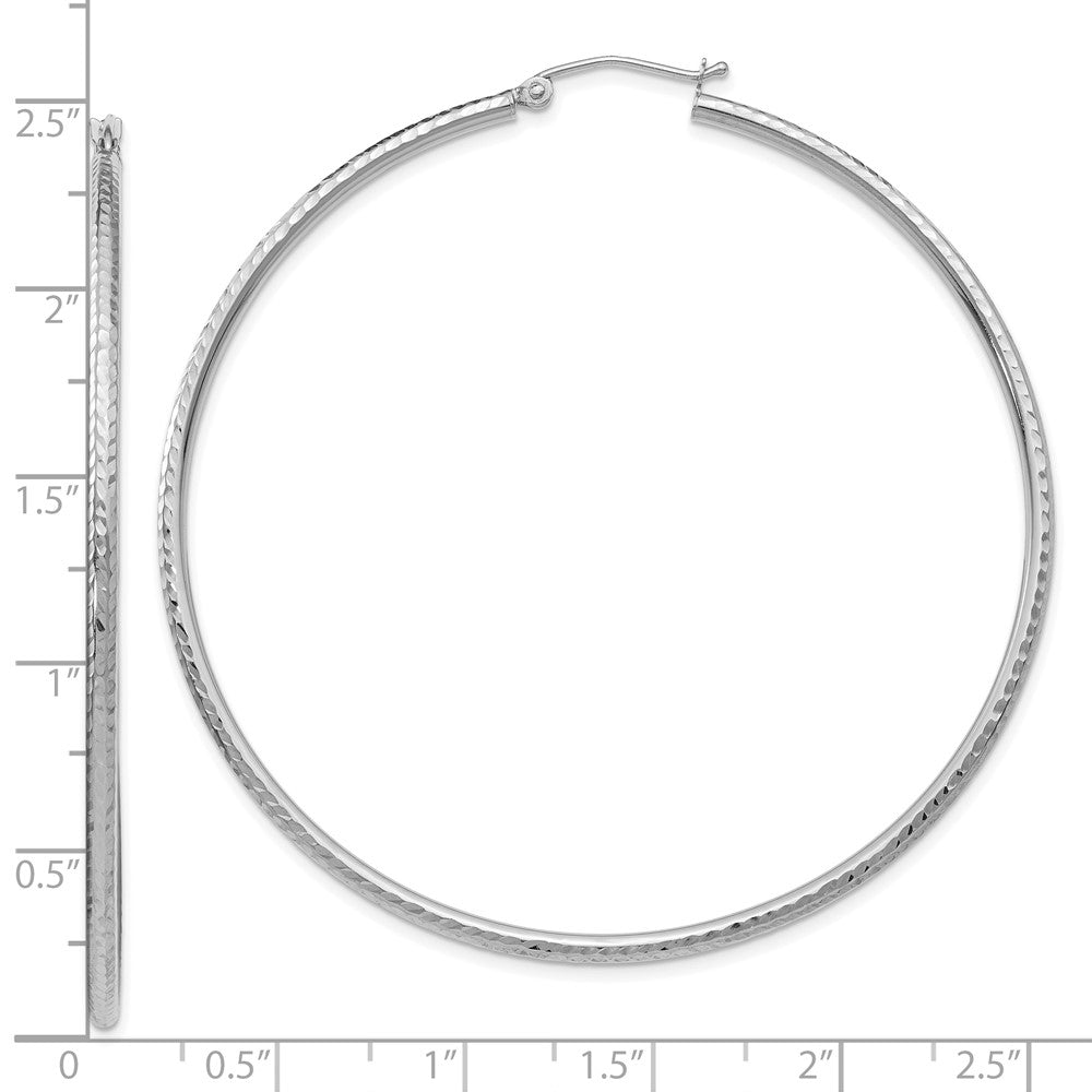 10K Weißgold Diamantiert 2mm Rund Röhre Creolen