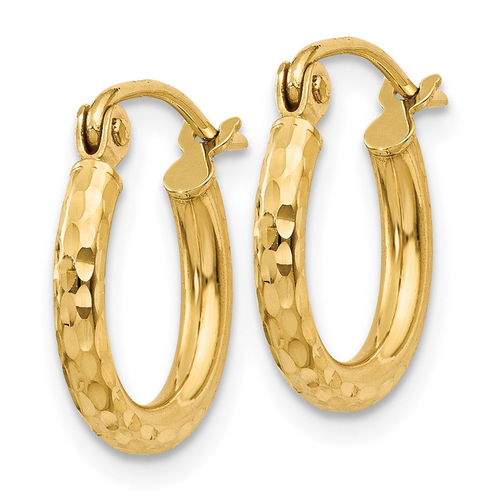 10K Gelbgold Diamantiert 2mm Rund Röhre Creolen
