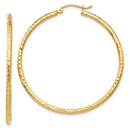 10K Gelbgold Diamantiert 2mm Rund Röhre Creolen
