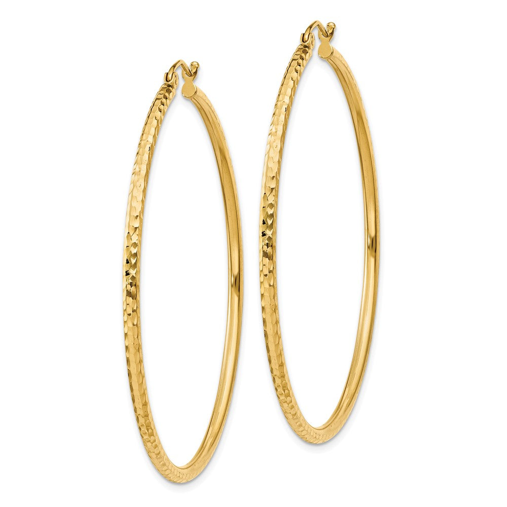 10K Gelbgold Diamantiert 2mm Rund Röhre Creolen