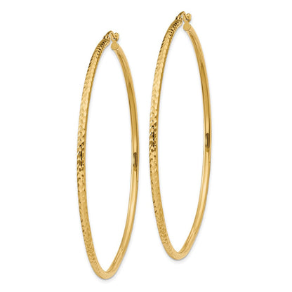 10K Gelbgold Diamantiert 2mm Rund Röhre Creolen