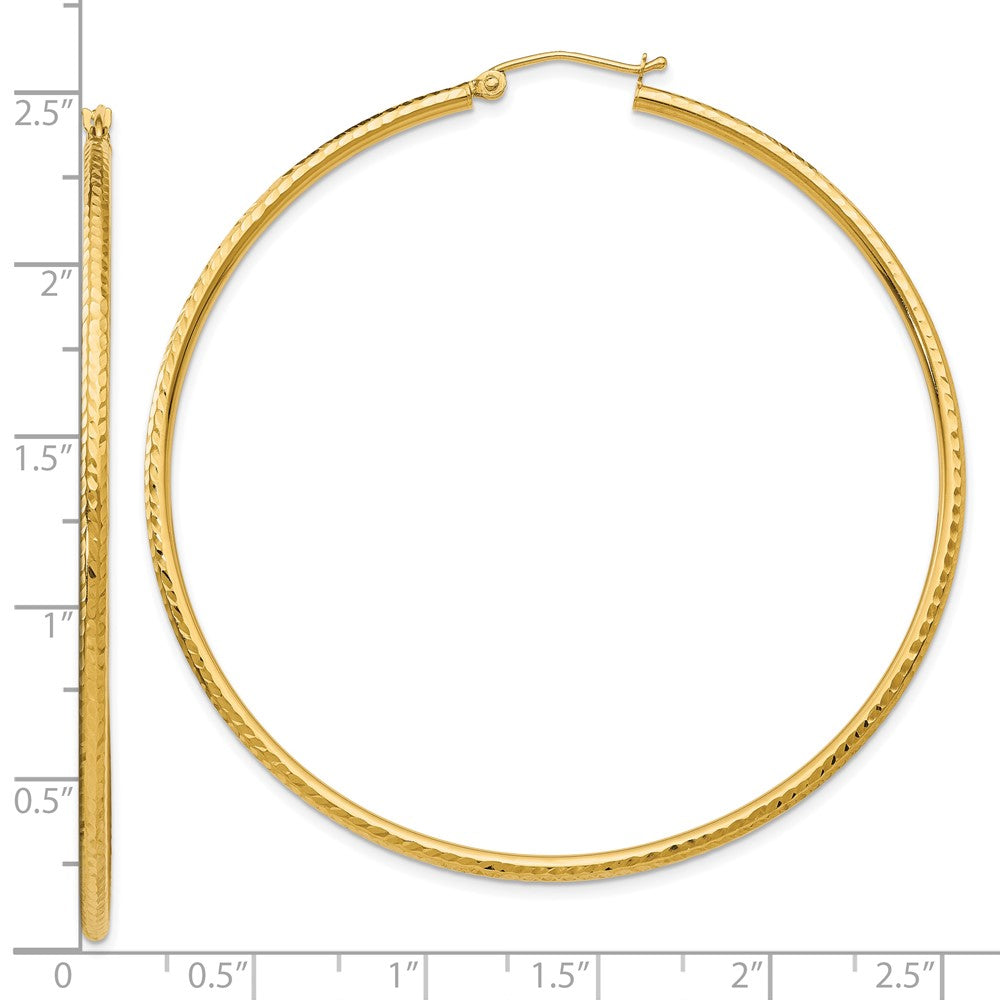 10K Gelbgold Diamantiert 2mm Rund Röhre Creolen