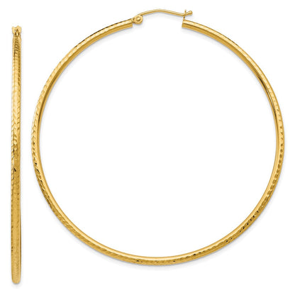 10K Gelbgold Diamantiert 2mm Rund Röhre Creolen
