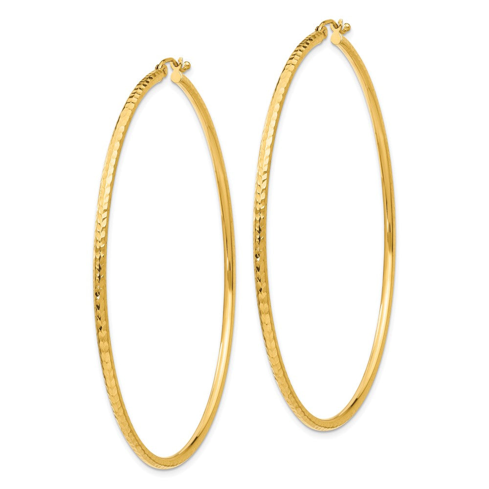 10K Gelbgold Diamantiert 2mm Rund Röhre Creolen