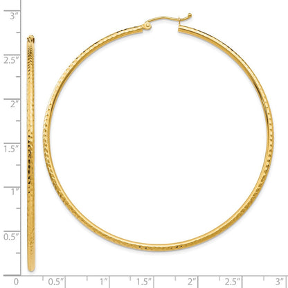 10K Gelbgold Diamantiert 2mm Rund Röhre Creolen