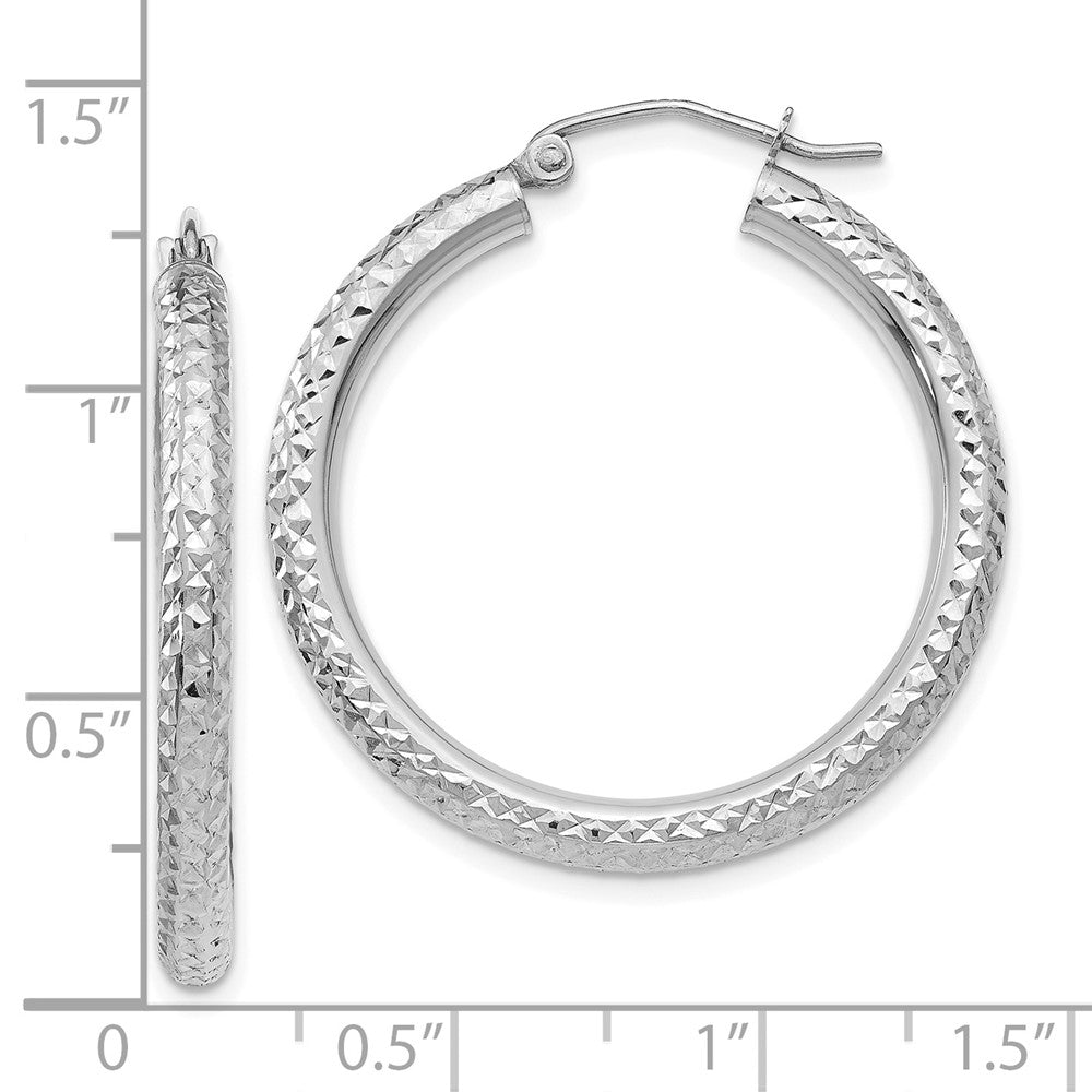 10K Weißgold Diamantiert 3mm Rund Creolen