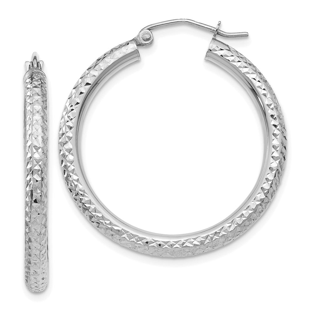 10K Weißgold Diamantiert 3mm Rund Creolen