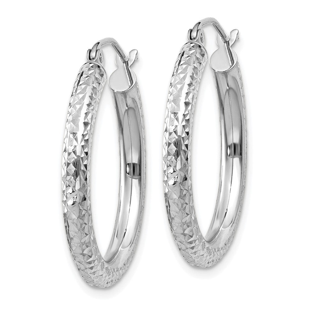 10K Weißgold Diamantiert 3mm Rund Creolen