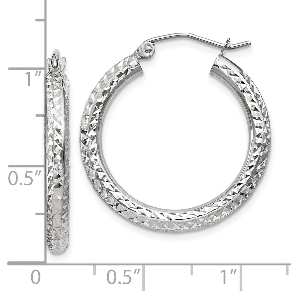 10K Weißgold Diamantiert 3mm Rund Creolen