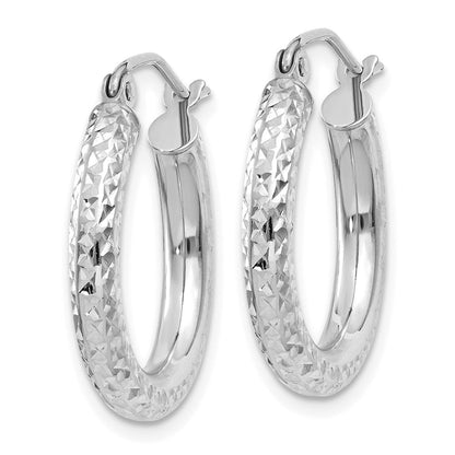 10K Weißgold Diamantiert 3mm Rund Creolen