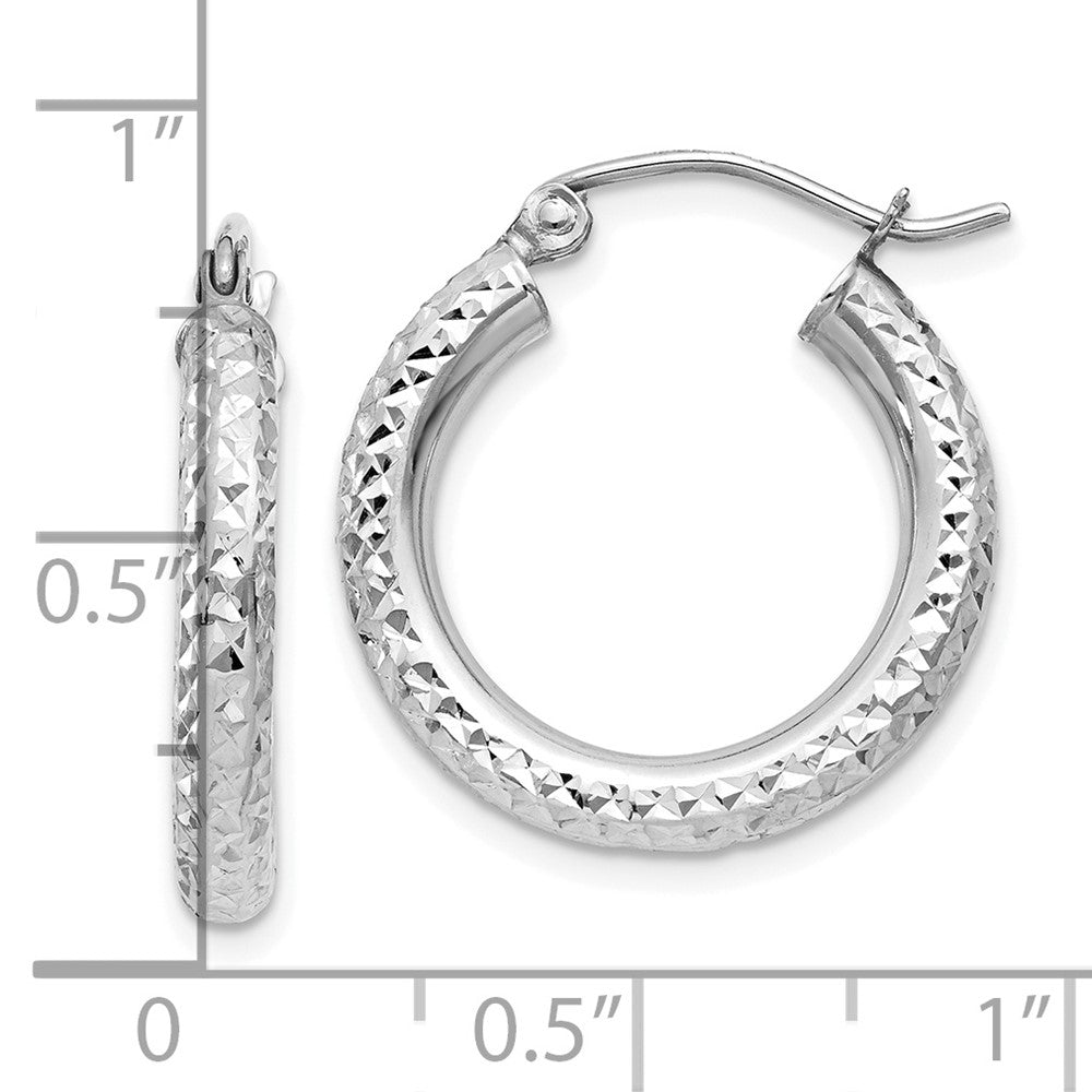 10K Weißgold Diamantiert 3mm Rund Creolen