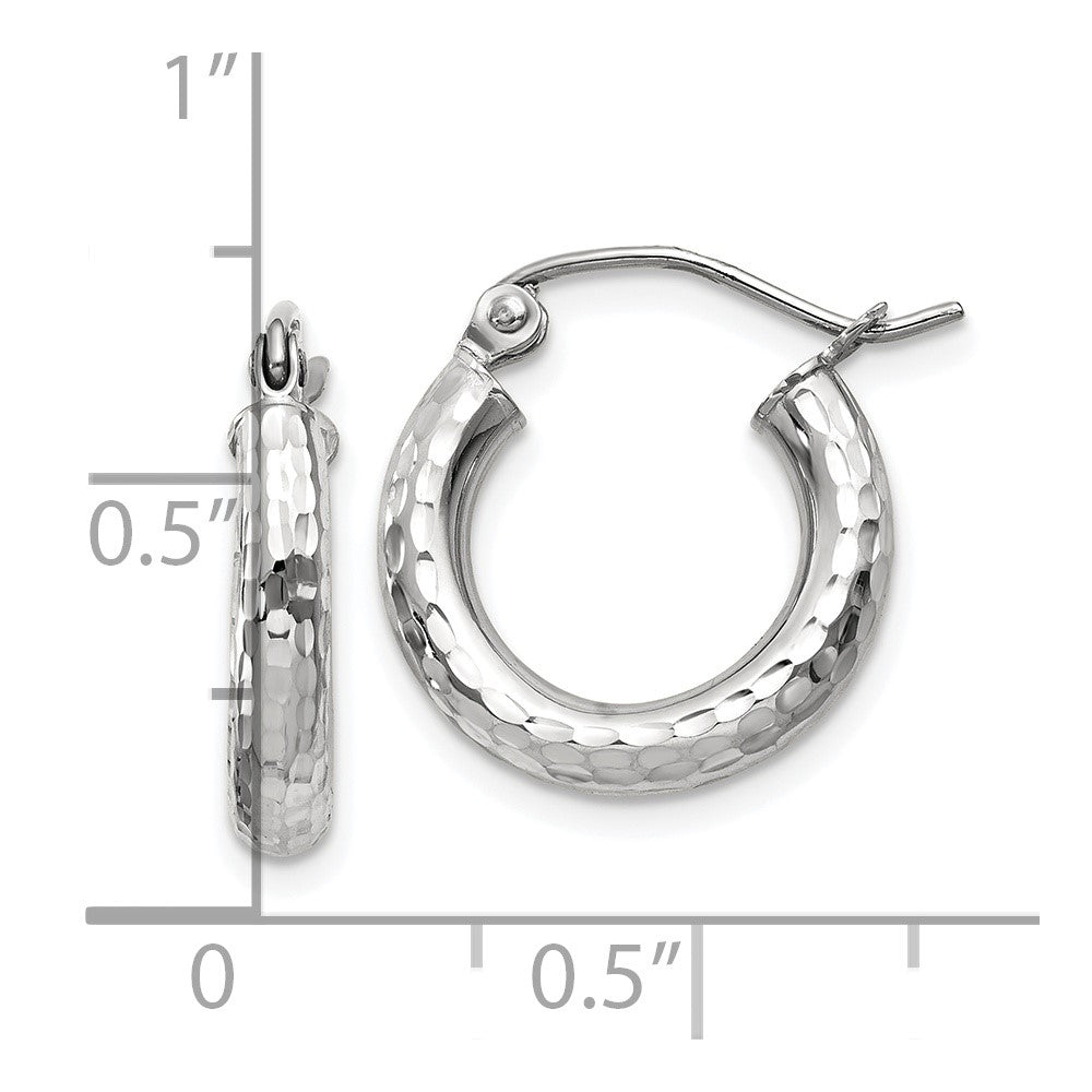 10K Weißgold Diamantiert 3mm Rund Creolen