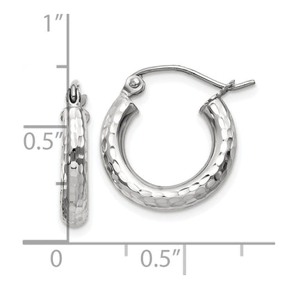 10K Weißgold Diamantiert 3mm Rund Creolen