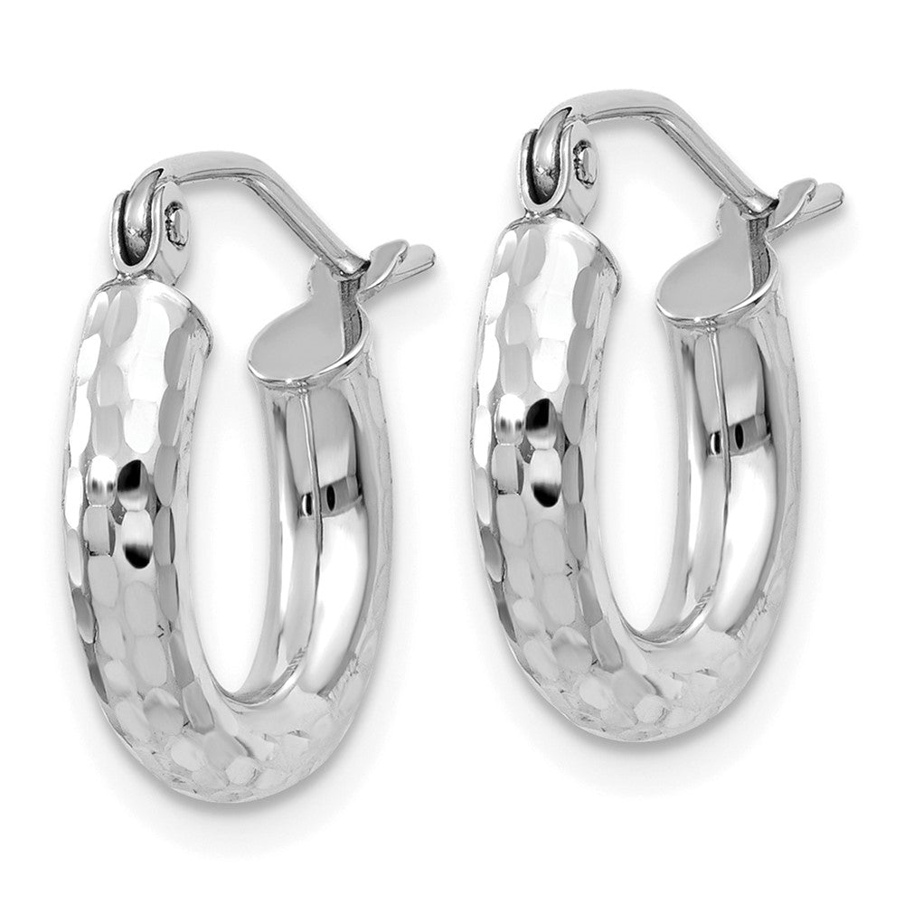 10K Weißgold Diamantiert 3mm Rund Creolen