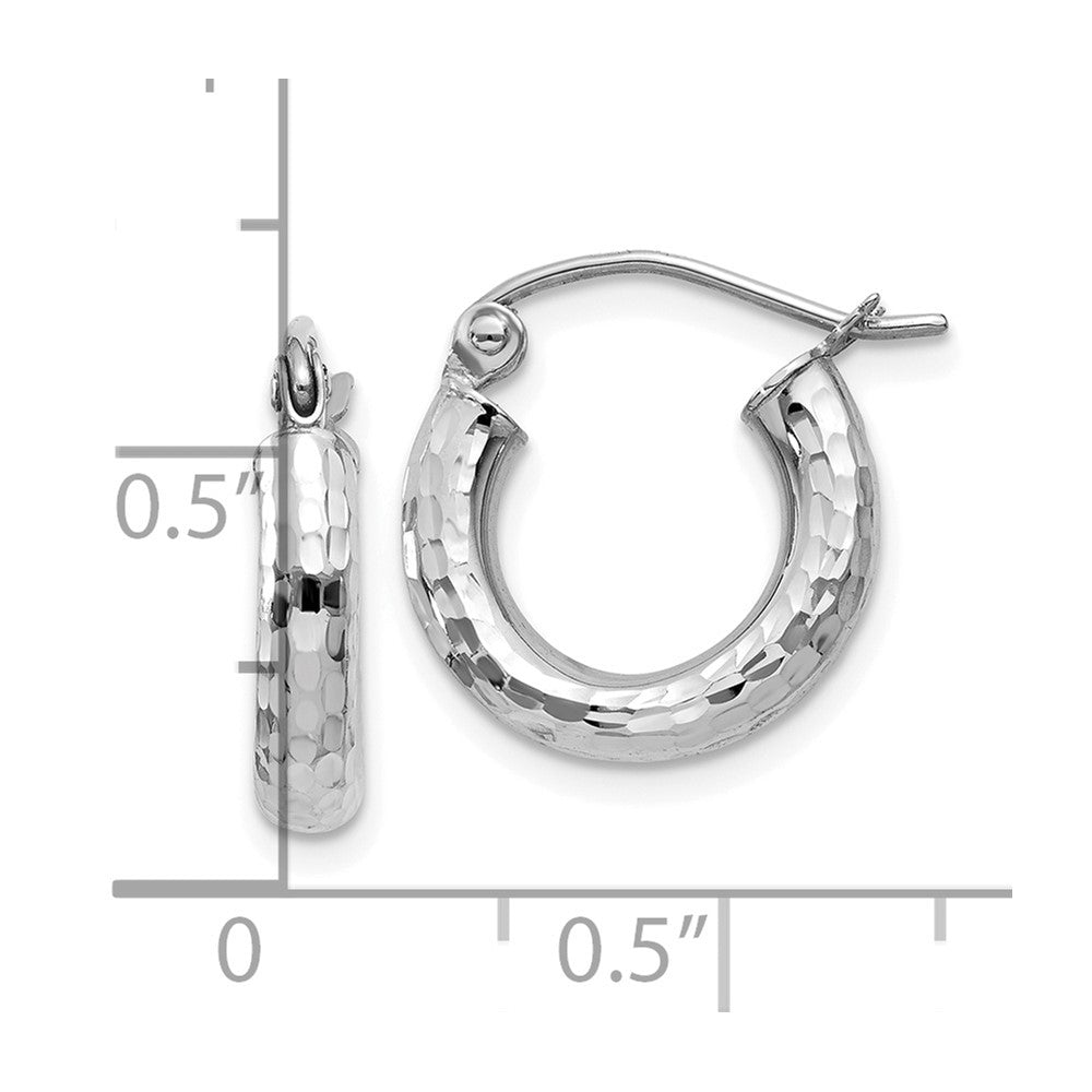 10K Weißgold Diamantiert 3mm Rund Creolen