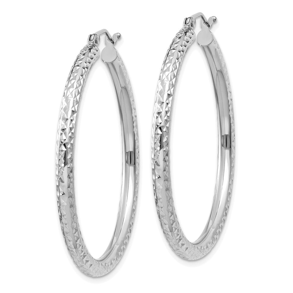 10K Weißgold Diamantiert 3mm Rund Creolen