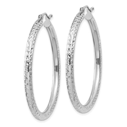 10K Weißgold Diamantiert 3mm Rund Creolen