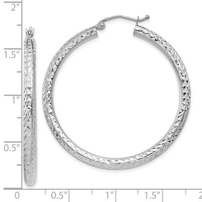 10K Weißgold Diamantiert 3mm Rund Creolen