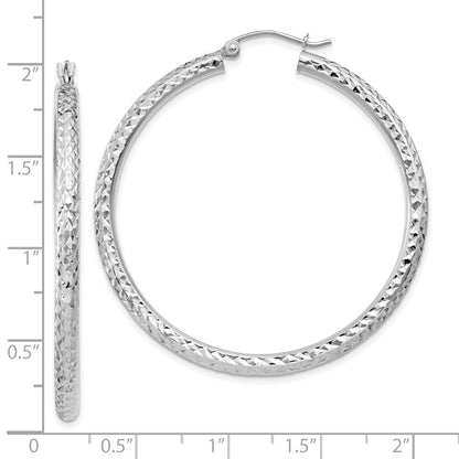 10K Weißgold Diamantiert 3mm Rund Creolen