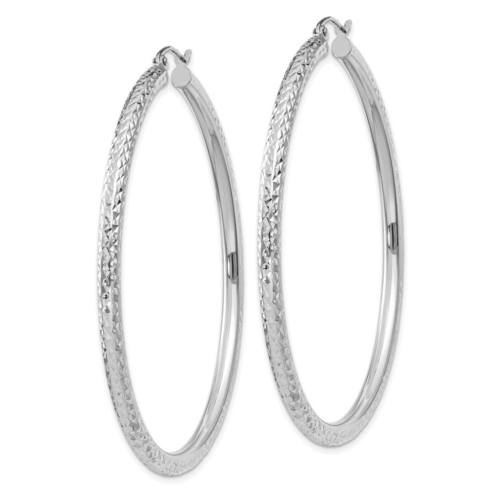 10K Weißgold Diamantiert 3mm Rund Creolen