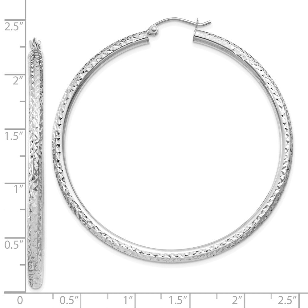 10K Weißgold Diamantiert 3mm Rund Creolen
