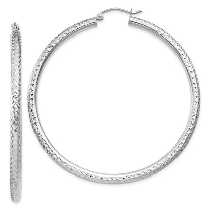 10K Weißgold Diamantiert 3mm Rund Creolen