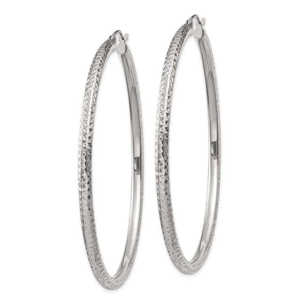 10K Weißgold Diamantiert 3mm Rund Creolen
