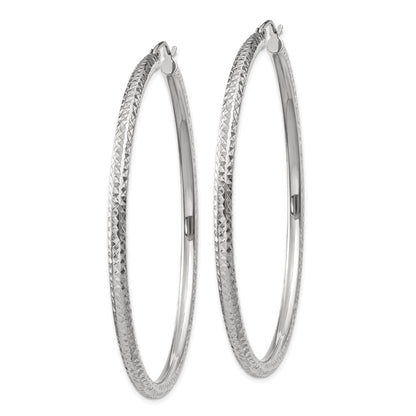 10K Weißgold Diamantiert 3mm Rund Creolen