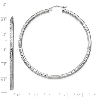 10K Weißgold Diamantiert 3mm Rund Creolen