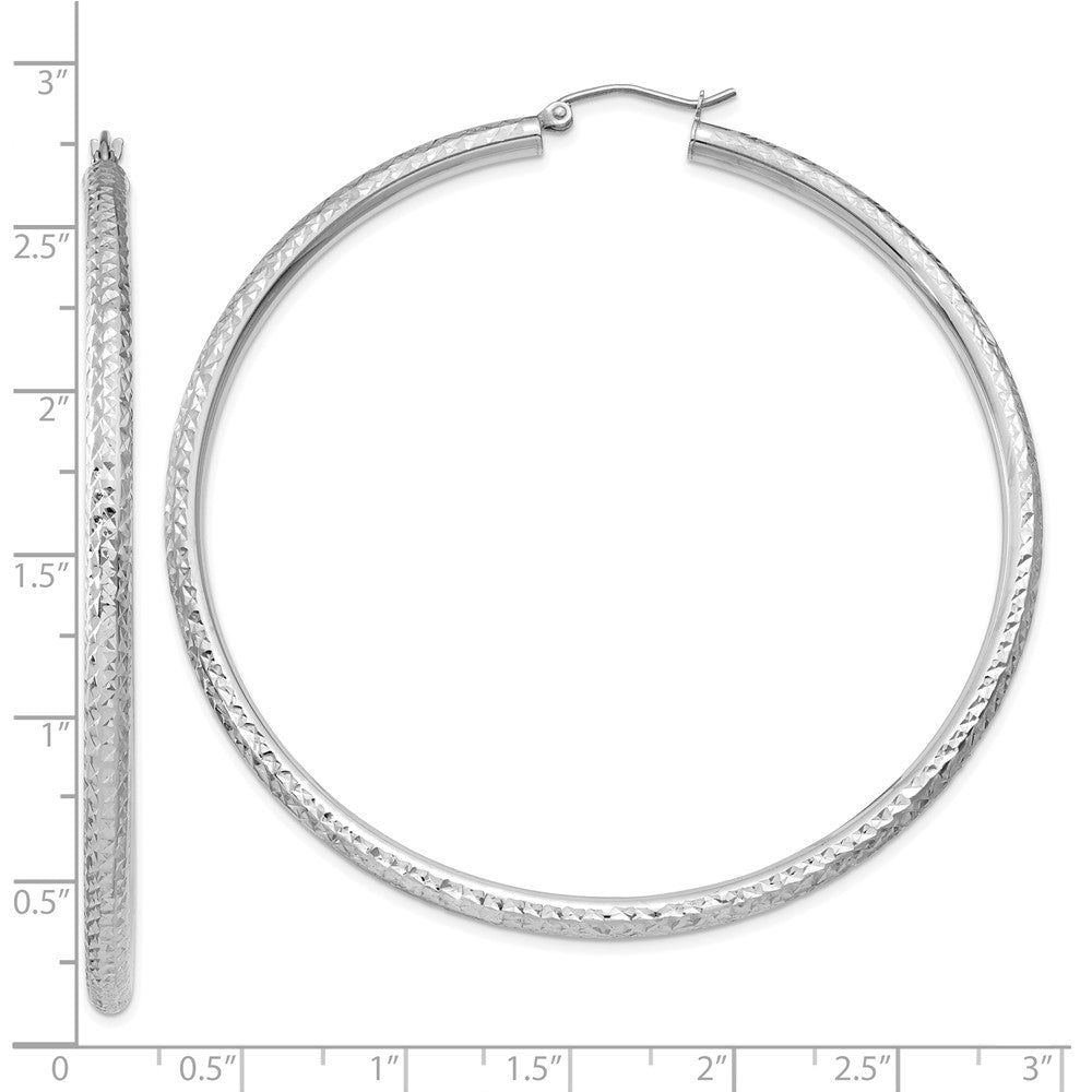 10K Weißgold Diamantiert 3mm Rund Creolen