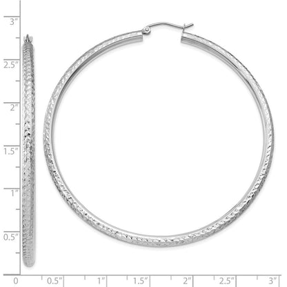 10K Weißgold Diamantiert 3mm Rund Creolen