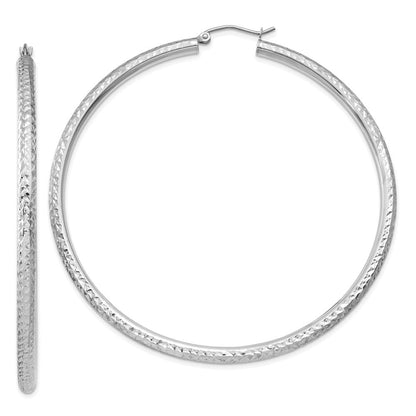 10K Weißgold Diamantiert 3mm Rund Creolen