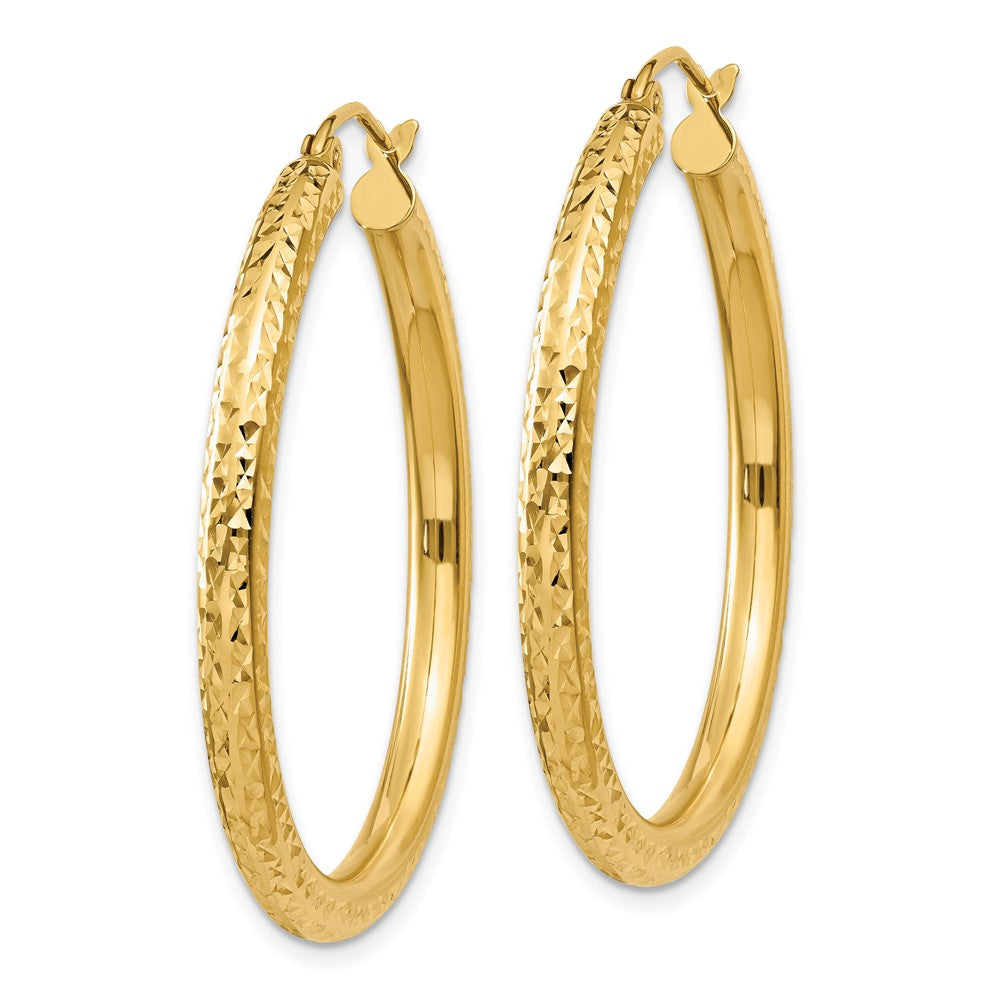 10K Gelbgold Diamantiert 3mm Rund Creolen