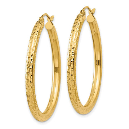10K Gelbgold Diamantiert 3mm Rund Creolen