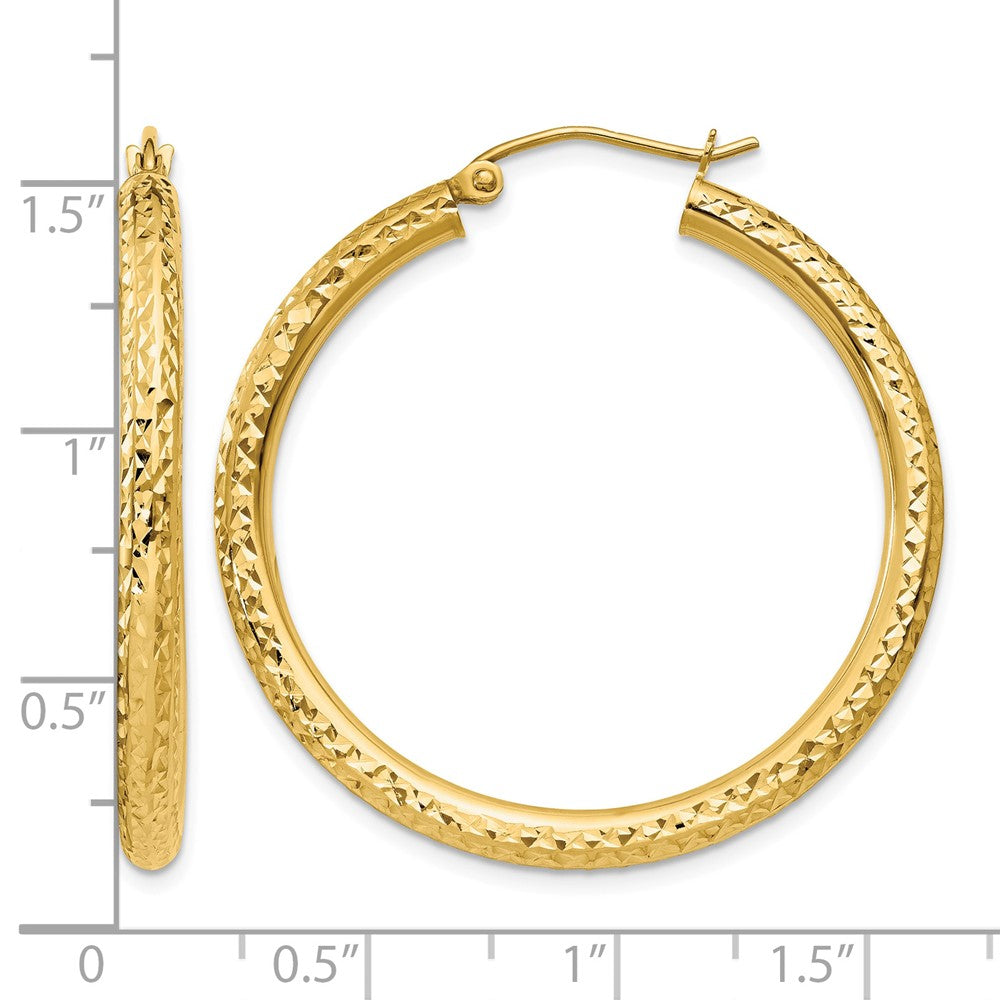 10K Gelbgold Diamantiert 3mm Rund Creolen
