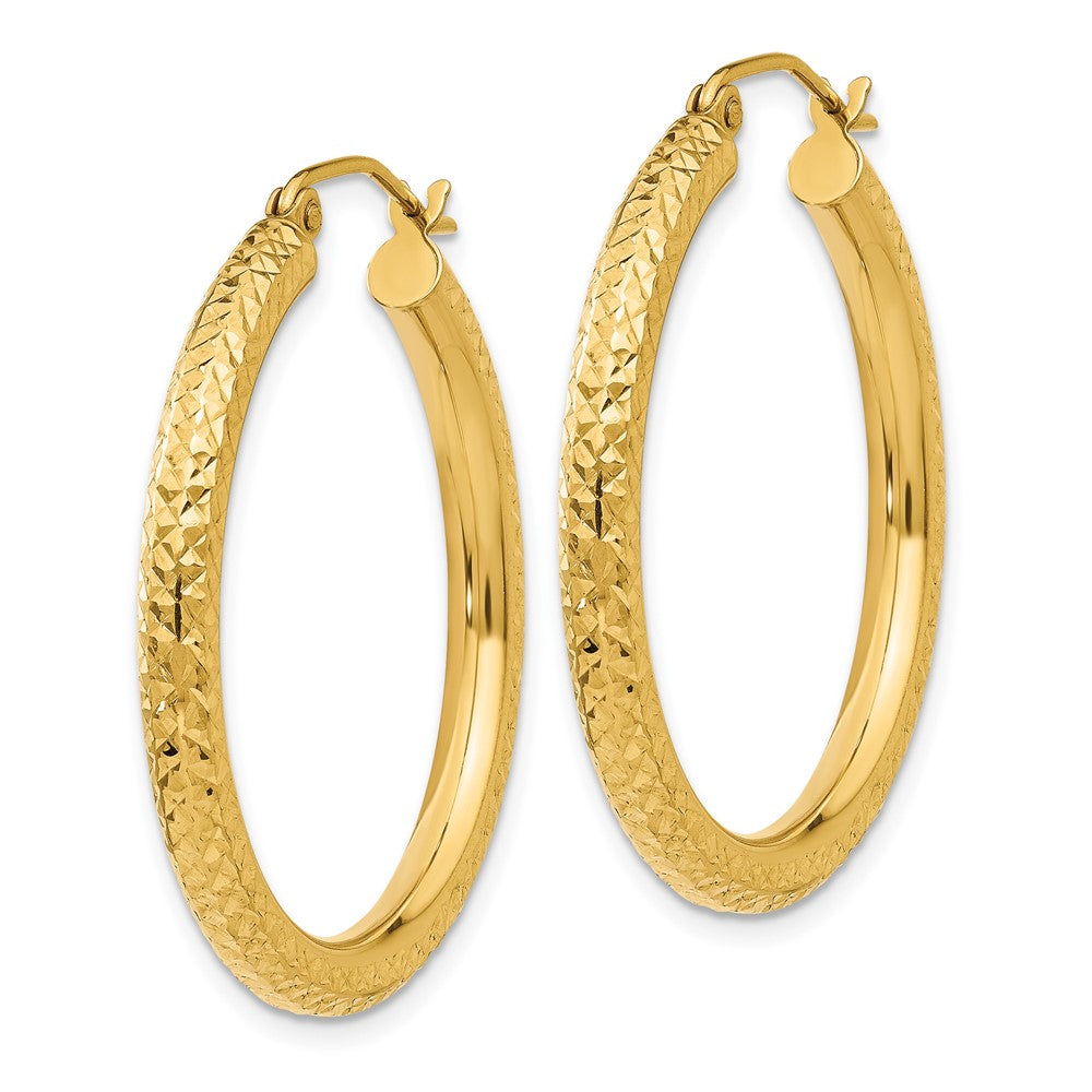 10K Gelbgold Diamantiert 3mm Rund Creolen