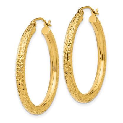 10K Gelbgold Diamantiert 3mm Rund Creolen
