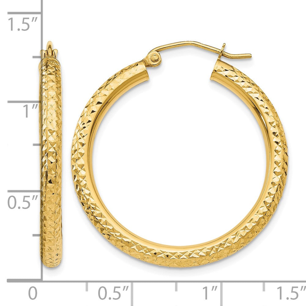 10K Gelbgold Diamantiert 3mm Rund Creolen
