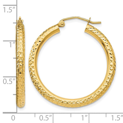 10K Gelbgold Diamantiert 3mm Rund Creolen