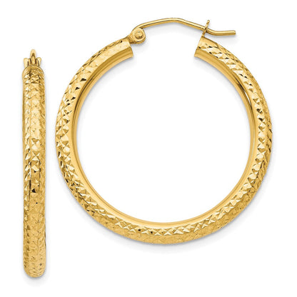 10K Gelbgold Diamantiert 3mm Rund Creolen