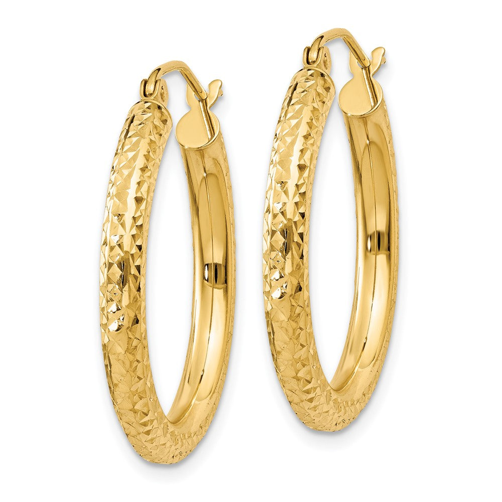 10K Gelbgold Diamantiert 3mm Rund Creolen
