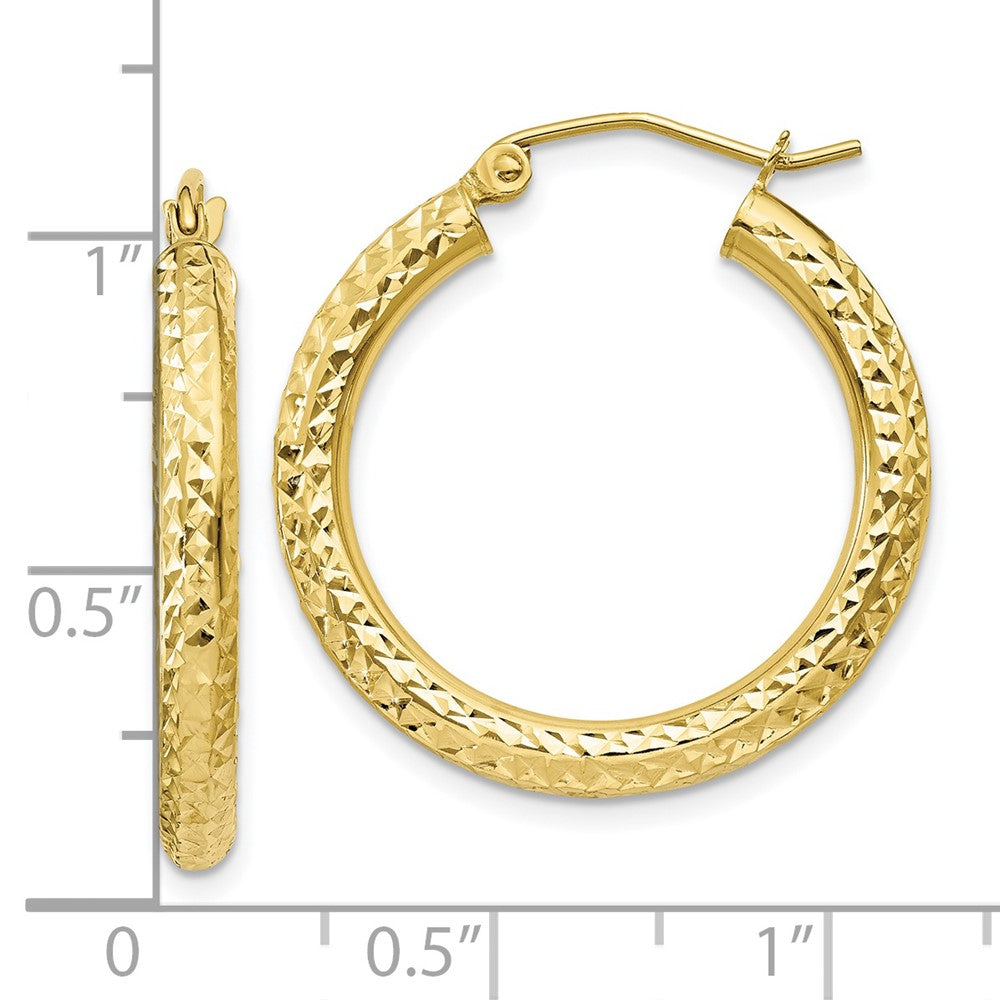 10K Gelbgold Diamantiert 3mm Rund Creolen