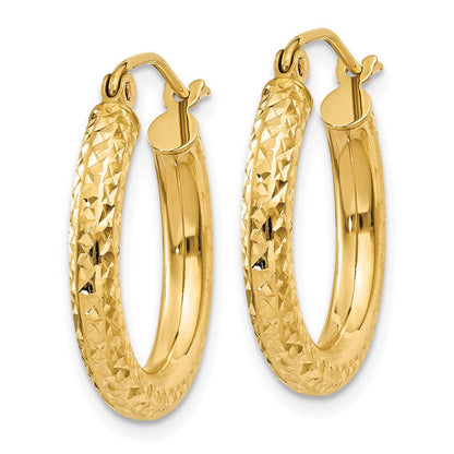 10K Gelbgold Diamantiert 3mm Rund Creolen