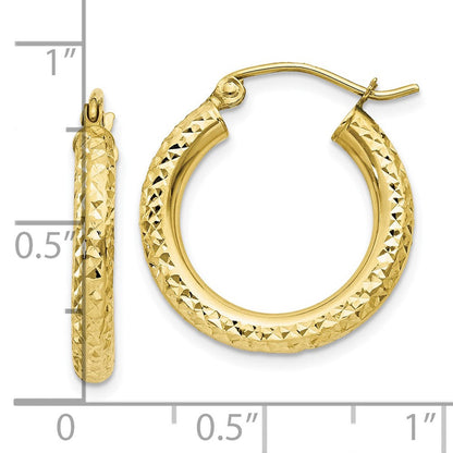 10K Gelbgold Diamantiert 3mm Rund Creolen