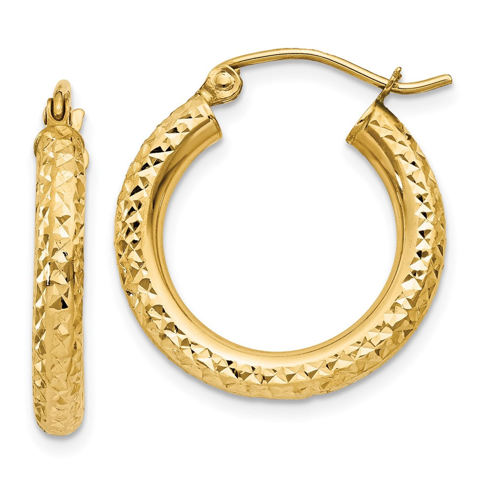 10K Gelbgold Diamantiert 3mm Rund Creolen