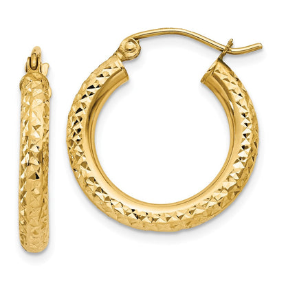 10K Gelbgold Diamantiert 3mm Rund Creolen