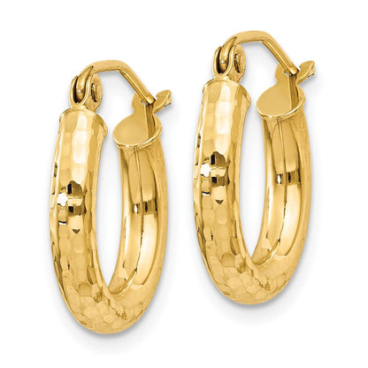 10K Gelbgold Diamantiert 3mm Rund Creolen
