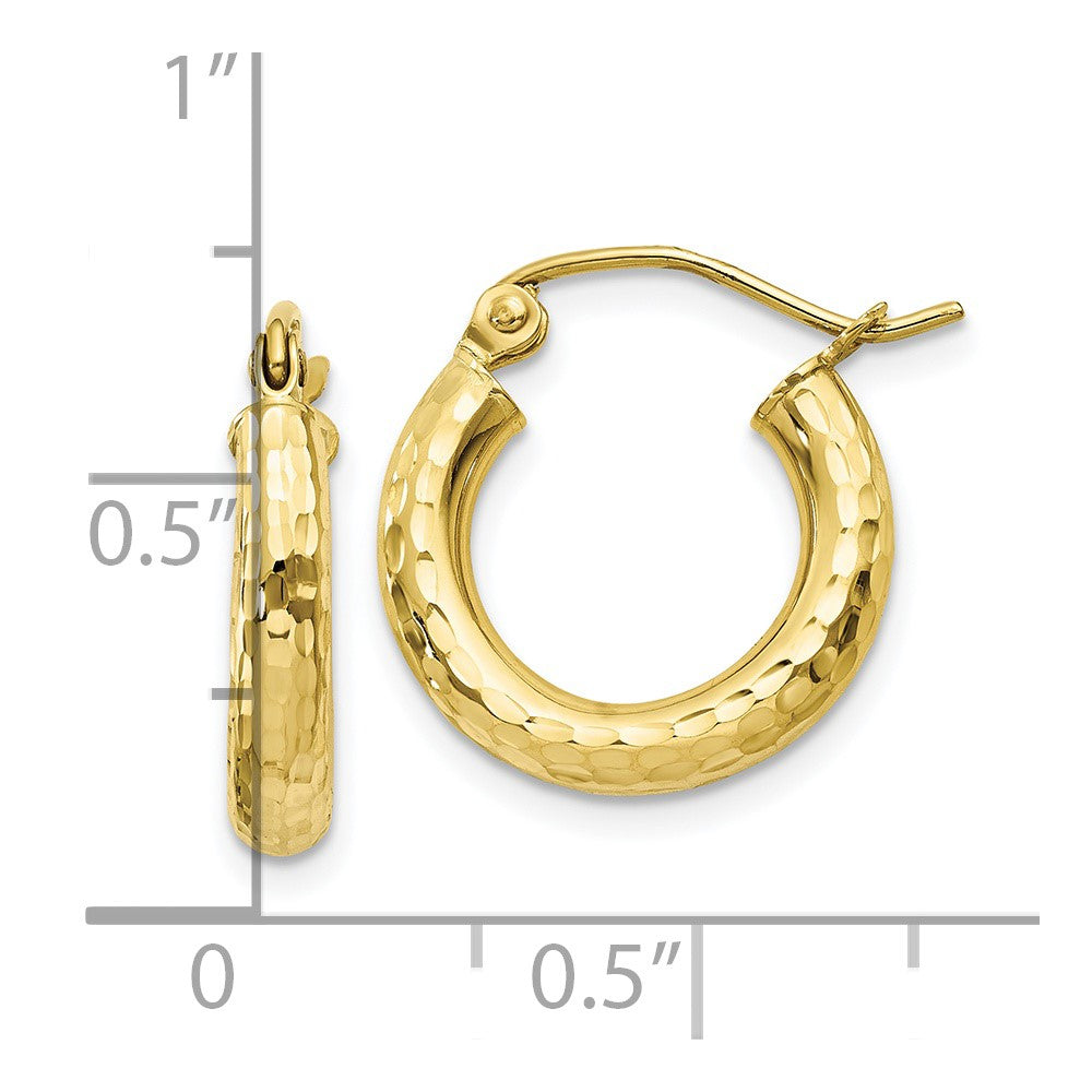 10K Gelbgold Diamantiert 3mm Rund Creolen